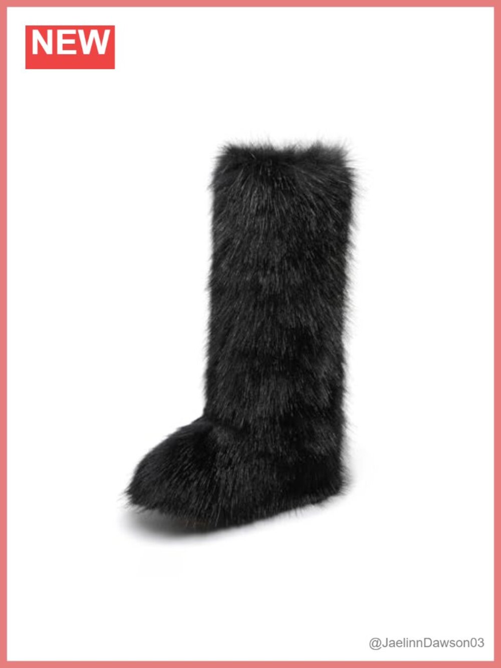 Womens Faux Fur Knee High Boots, Fluffy Round Toe Snow Boots, Plush Winter Warm